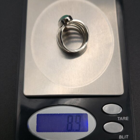 Size 6.5 Sterling Silver Green Spiderweb Turquoise Stone Ring A6601 - Picture 9 of 9